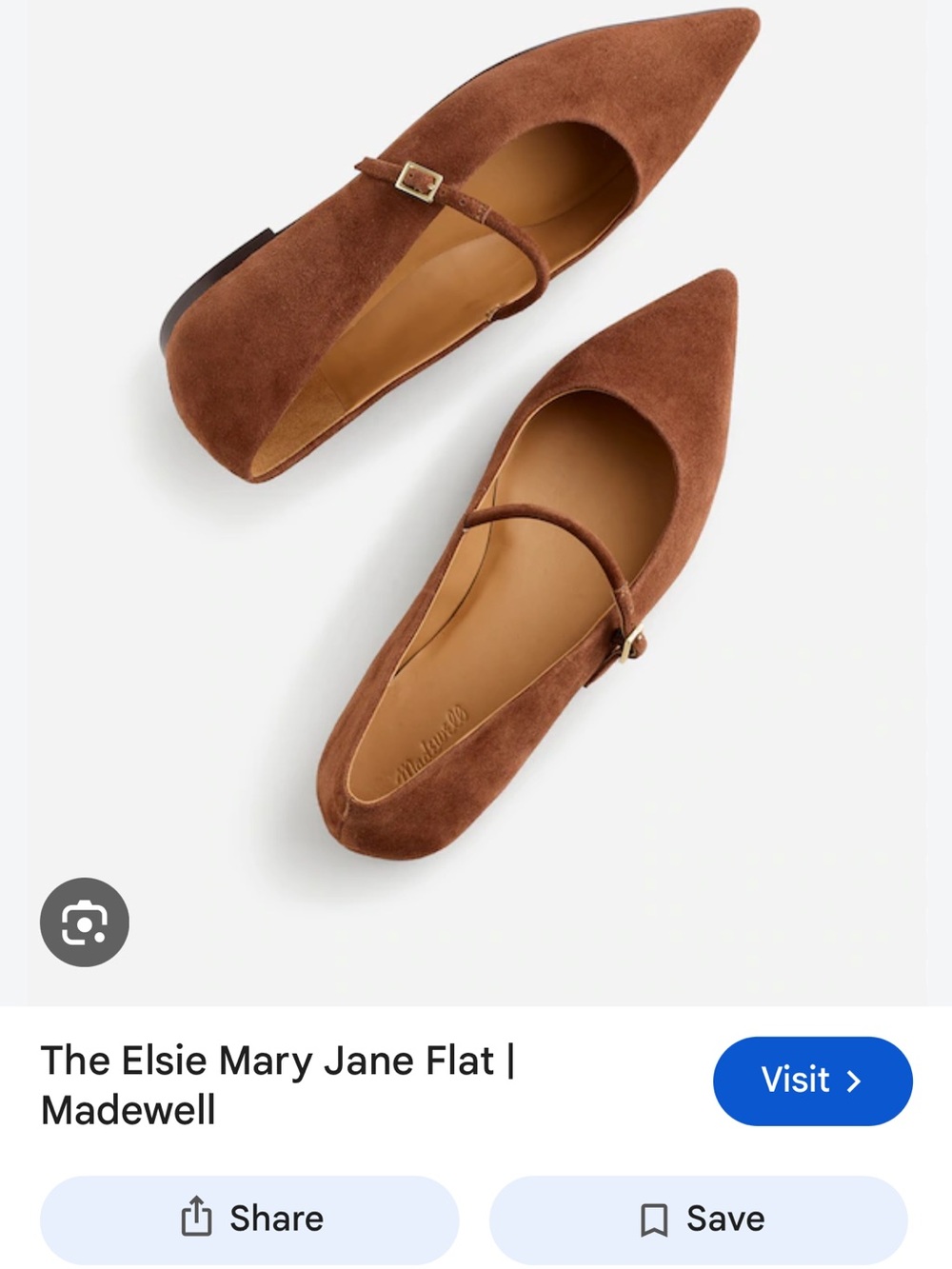 Madewell Elsie Pointed Mary Jane Flats in Chestnut Suede